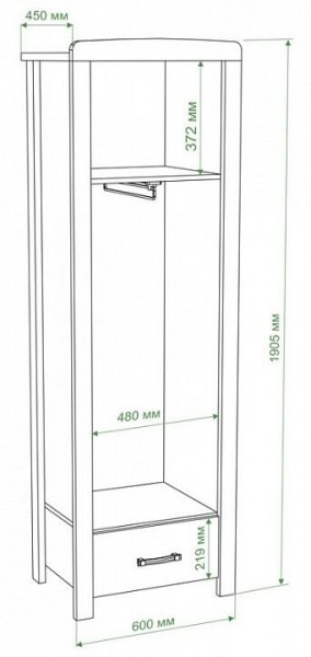 Шкаф платяной Бартоло Ш1Д в Нижнекамске - nizhnekamsk.mebel24.online | фото 2