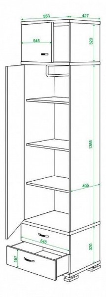 Шкаф платяной Домино КС-10 в Нижнекамске - nizhnekamsk.mebel24.online | фото 3