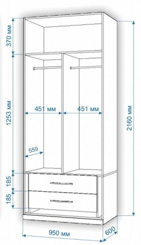 Шкаф платяной Нобиле Пл-95/60 в Нижнекамске - nizhnekamsk.mebel24.online | фото 2