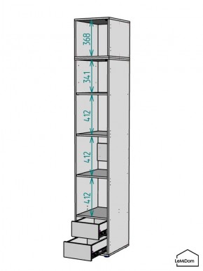 Шкаф с антресолью Linnea MHR-1A-4 2450х400х510 (Графит-М 11.1.25) в Нижнекамске - nizhnekamsk.mebel24.online | фото 3