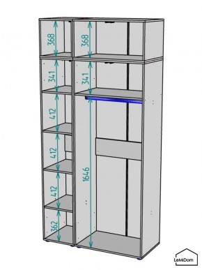 Шкаф с антресолью Linnea MHR-3A-1 2450х1200х510 (ДВ-М 11.1.25) в Нижнекамске - nizhnekamsk.mebel24.online | фото 3