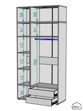 Шкаф с антресолью Linnea MHR-3A-2 2450х1200х510 (Графит-М 11.1.25) в Нижнекамске - nizhnekamsk.mebel24.online | фото 3