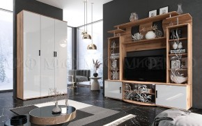 Стенка Виста (Белый глянец/Дуб крафт) в Нижнекамске - nizhnekamsk.mebel24.online | фото 3