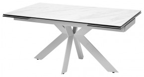 Стол BELLUNO 160 MARBLES KL-99 Белый мрамор матовый, итальянская керамика/ белый каркас, ®DISAUR в Нижнекамске - nizhnekamsk.mebel24.online | фото 1