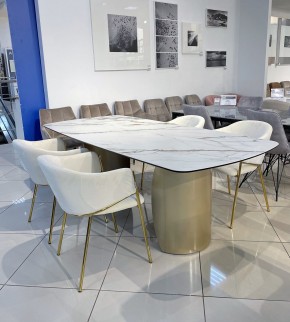 Стол BRONTE 220 KL-188 Контрастный мрамор матовый, итальянская керамика/ Шампань, ®DISAUR в Нижнекамске - nizhnekamsk.mebel24.online | фото 3