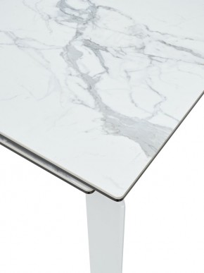 Стол CORNER 120 HIGH GLOSS STATUARIO керамика, стекло/ белый каркас, ®DISAUR в Нижнекамске - nizhnekamsk.mebel24.online | фото 2