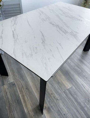 Стол CREMONA 180 KL-99 Белый мрамор матовый, итальянская керамика / черный каркас, ®DISAUR в Нижнекамске - nizhnekamsk.mebel24.online | фото 2