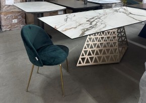 Стол ENNA 220 KL-188 Контрастный мрамор матовый, итальянская керамика/ каркас цвета шампань, ®DISAUR в Нижнекамске - nizhnekamsk.mebel24.online | фото 8