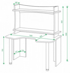 Стол компьютерный Домино lite СКЛ-Игр140 в Нижнекамске - nizhnekamsk.mebel24.online | фото 2