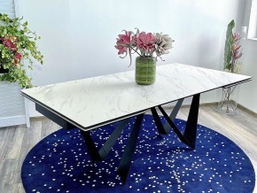 Стол RIETI 200 KL-99 Белый мрамор матовый, итальянская керамика / черный каркас, ®DISAUR в Нижнекамске - nizhnekamsk.mebel24.online | фото 2