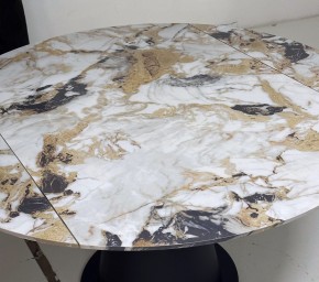 Стол TERAMO 135 GLOSS GRAND JADE SOLID CERAMIC, керамика, поворотн.механизм / Черный каркас, ®DISAUR в Нижнекамске - nizhnekamsk.mebel24.online | фото 4