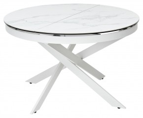 Стол TRENTO 120 HIGH GLOSS STATUARIO Белый мрамор глянцевый, керамика/ белый каркас, ®DISAUR в Нижнекамске - nizhnekamsk.mebel24.online | фото 1