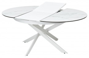 Стол TRENTO 120 HIGH GLOSS STATUARIO Белый мрамор глянцевый, керамика/ белый каркас, ®DISAUR в Нижнекамске - nizhnekamsk.mebel24.online | фото 5