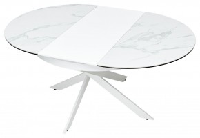 Стол TRENTO 120 HIGH GLOSS STATUARIO Белый мрамор глянцевый, керамика/ белый каркас, ®DISAUR в Нижнекамске - nizhnekamsk.mebel24.online | фото 8