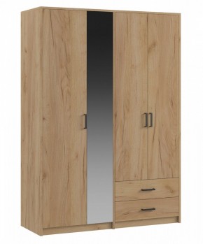 СВЕТЛАНА LOFT Шкаф 4 двери с зеркалом (дуб золотой) в Нижнекамске - nizhnekamsk.mebel24.online | фото