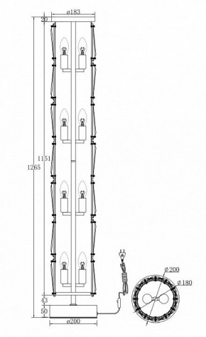 Торшер Maytoni Puntes MOD043FL-08G в Нижнекамске - nizhnekamsk.mebel24.online | фото 3