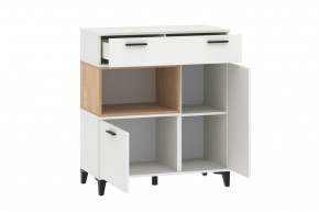 Тумба НМ 013.80 "Bergen" (Белый/Дуб бунратти) в Нижнекамске - nizhnekamsk.mebel24.online | фото 2