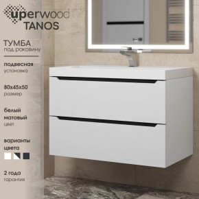 Тумба под раковину Uperwood Tanos 80 см, подвесная, белая/графит в Нижнекамске - nizhnekamsk.mebel24.online | фото 3