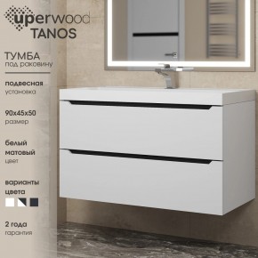 Тумба под раковину Uperwood Tanos 90 см, подвесная, белая/графит в Нижнекамске - nizhnekamsk.mebel24.online | фото 3